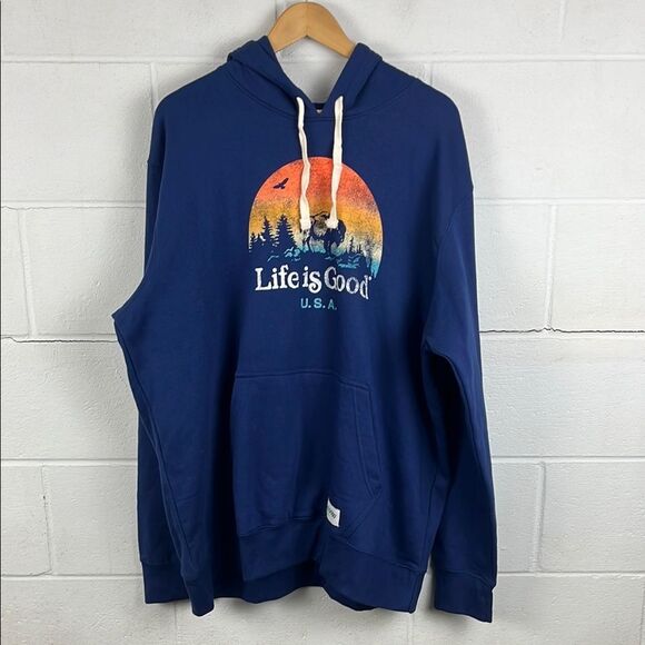 Life is Good USA spread good vibes navy hoodie men’s XXL NWT - Picture 1 of 6